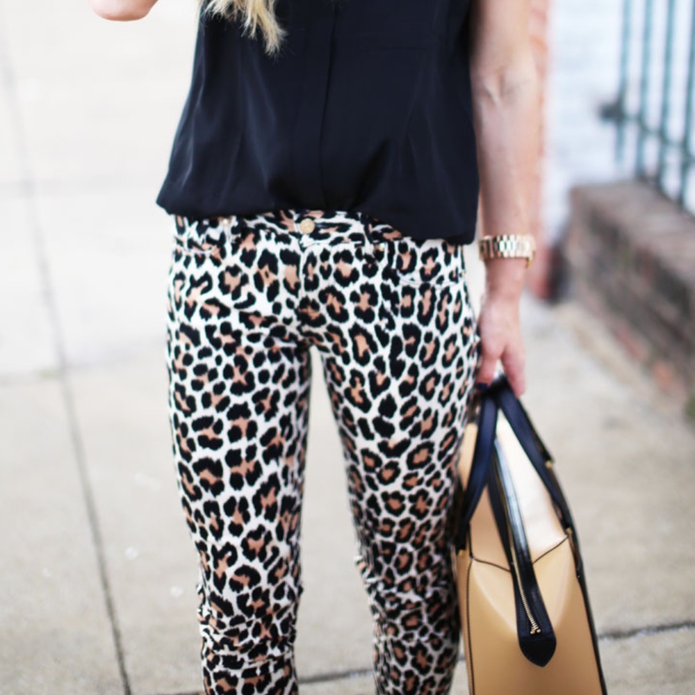 kate spade Leopard Print Skinny Pants in Black, Tan, Cream